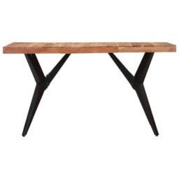 Berkfield Home Beautiful Dining Table Black 140x70x76 cm Solid Wood Acacia - Size: 140 x 70 x 76 cm - thumbnail 3