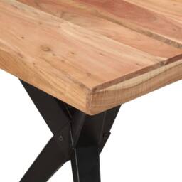 Berkfield Home Beautiful Dining Table Black 140x70x76 cm Solid Wood Acacia - Size: 140 x 70 x 76 cm - thumbnail 5