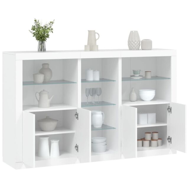 Berkfield Home Sideboard with LED Lights White 162x37x100 cm - Size: 162 x 37 x 100 cm - image 1