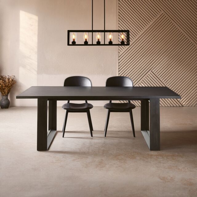 Orsina Dining Table in oak veneer, Modern Kitchen Table, Decorative Table, Luxe Lounge Table, Garden Table For Patio in Black - image 1