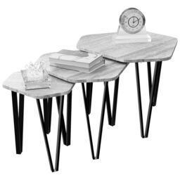 Home Discount Vida Designs Brooklyn Nest of 3 Tables Set Of 3 MDF Living Room Coffee Side Table Furniture in Grey - thumbnail 6