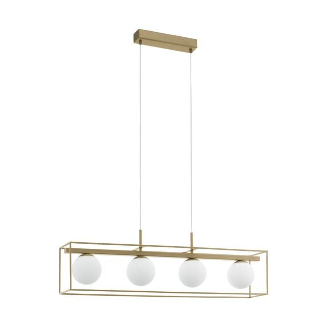 Loops Pendant Light Colour Champagne Shade White Glass Opal Matt Bulb E14 4x40W - image 1