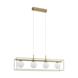 Loops Pendant Light Colour Champagne Shade White Glass Opal Matt Bulb E14 4x40W