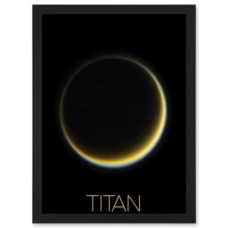 Artery8 NASA Our Solar System Titan Saturn's Moon Night Side Artwork Framed Wall Art Print A4 in Black - thumbnail 1