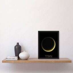 Artery8 NASA Our Solar System Titan Saturn's Moon Night Side Artwork Framed Wall Art Print A4 in Black - thumbnail 2