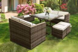 8-Seater Rattan Cube Garden Furniture Dining Set - thumbnail 1