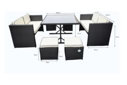 8-Seater Rattan Cube Garden Furniture Dining Set - thumbnail 4