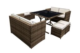 8-Seater Rattan Cube Garden Furniture Dining Set - thumbnail 3