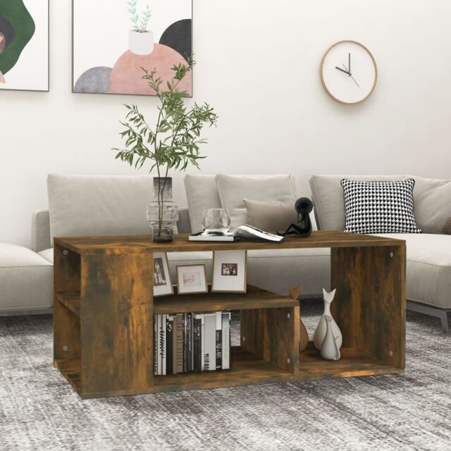 Berkfield Home Coffee Table Smoked Oak 100x50x40 cm Engineered Wood in Brown - Size: 100 x 50 x 40 cm - image 1