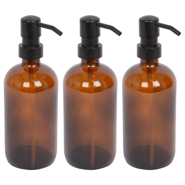 Harbour Housewares 3x Glass Soap Dispensers in Amber - image 1