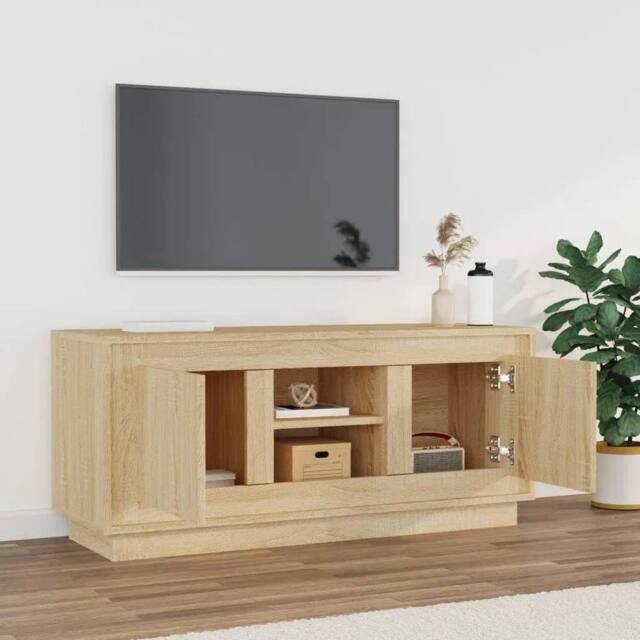 Berkfield Home TV Cabinet Sonoma Oak 102x35x45 cm Engineered Wood in Light Tan - Size: 102 x 35 x 45 cm - image 1