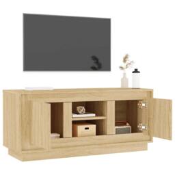 Berkfield Home TV Cabinet Sonoma Oak 102x35x45 cm Engineered Wood in Light Tan - Size: 102 x 35 x 45 cm - thumbnail 5