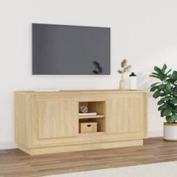 Berkfield Home TV Cabinet Sonoma Oak 102x35x45 cm Engineered Wood in Light Tan - Size: 102 x 35 x 45 cm - thumbnail 2