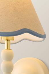 ValueLights Bobbins Cream Bobble Wall Light with Trim Linen Lamp Shade & Bulb in Baby Blue - thumbnail 4