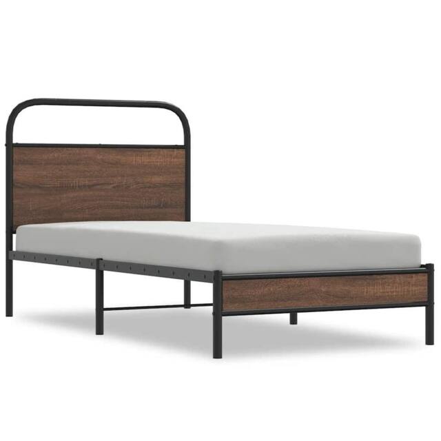 Berkfield Home Bed Frame without Mattress 90x190 cm Brown Oak Engineered Wood - image 1