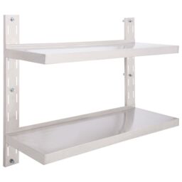 Berkfield Home 2-Tier Floating Wall Shelf Stainless Steel 100x30 cm in Grey - thumbnail 2
