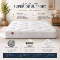 Stratus Interiors Dorchester Ultra Firm Orthopaedic Mattress - Back Support & Comfort in White - Size: Small Double - thumbnail 2