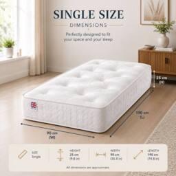 Stratus Interiors Dorchester Ultra Firm Orthopaedic Mattress - Back Support & Comfort in White - Size: Small Double - thumbnail 6