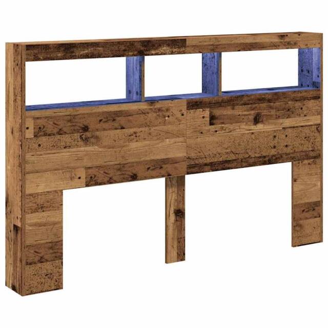 Berkfield Home Headboard Cabinet with LED Old Wood 160x17x102 cm in Brown - Size: 160 x 17 x 102 cm - image 1