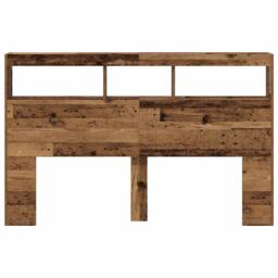 Berkfield Home Headboard Cabinet with LED Old Wood 160x17x102 cm in Brown - Size: 160 x 17 x 102 cm - thumbnail 7