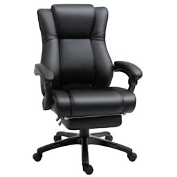 VINSETTO Executive Home Office Chair, PU Leather Desk Chair, with Foot Rest in Black - thumbnail 2