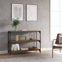 Berkfield Home Book Cabinet Smoked Oak 100x33x70.5 cm Engineered Wood & Steel in Brown - thumbnail 2