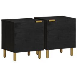 Berkfield Home Bedside Cabinet 2 pcs Black 40x33x46 cm Solid Wood Mango - Size: 40 x 33 x 46 cm - thumbnail 1