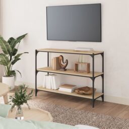 Berkfield Home Book Cabinet Sonoma Oak 100x33x70.5 cm Engineered Wood & Steel in Brown - thumbnail 3