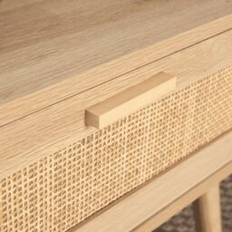 Home Source Coffee Table Rattan Front Drawer Open Shelf Solid Wooden Legs in Natural - thumbnail 5