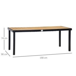 OUTSUNNY Garden Dining Table for 8, Aluminium Frame for Patio, Natural - thumbnail 3