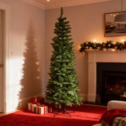 Shatchi 5Ft Slim Pine Green Tree Christmas Holiday Festive Xmas Home Decorations with Pencil Point Tips - thumbnail 3
