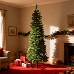 Shatchi 5Ft Slim Pine Green Tree Christmas Holiday Festive Xmas Home Decorations with Pencil Point Tips - thumbnail 9