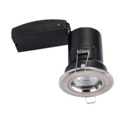 First Choice Lighting Set of 40 Fire Rated Downlights - Brushed Chrome Fixed GU10 Recessed in Silver - thumbnail 3