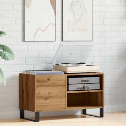Berkfield Home Record Cabinet Artisan Oak 84.5x38x48 cm Engineered Wood in Brown - thumbnail 3