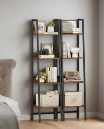 Modcraft Rustic 4-Tier Ladder Shelf - Industrial Freestanding Bookcase in Brown - Size: Large - thumbnail 3
