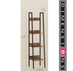 Modcraft Rustic 4-Tier Ladder Shelf - Industrial Freestanding Bookcase in Brown - Size: Large - thumbnail 7