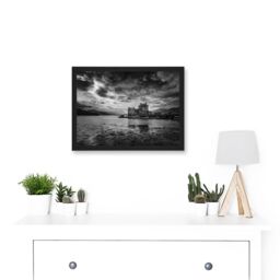 Artery8 Scottish Photo Landscape Eilean Donan Castle Scotland Black White Artwork Framed Wall Art Print A4 - thumbnail 2