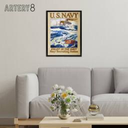 "Artery8 Henry Reuterdahl WWI USA Navy Recruitment Framed Canvas Wall Art Print - Size: W12"" x H16""" - thumbnail 3