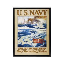 "Artery8 Henry Reuterdahl WWI USA Navy Recruitment Framed Canvas Wall Art Print - Size: W12"" x H16""" - thumbnail 1