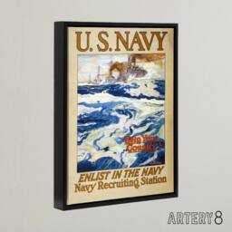 "Artery8 Henry Reuterdahl WWI USA Navy Recruitment Framed Canvas Wall Art Print - Size: W12"" x H16""" - thumbnail 2