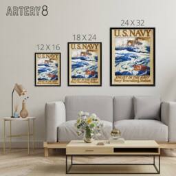 "Artery8 Henry Reuterdahl WWI USA Navy Recruitment Framed Canvas Wall Art Print - Size: W12"" x H16""" - thumbnail 4