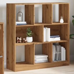 Berkfield Home Book Cabinet Artisan Oak 97.5x29.5x100 cm Engineered Wood in Brown - thumbnail 4