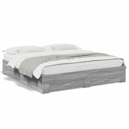 Berkfield Home Bed Frame with Drawers without Mattress Grey Sonoma 180x200 cm Super King - thumbnail 2