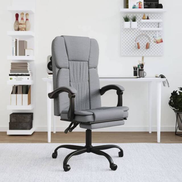 Berkfield Home Reclining Office Chair Light Grey Fabric - image 1