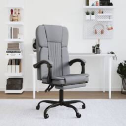 Berkfield Home Reclining Office Chair Light Grey Fabric - thumbnail 1
