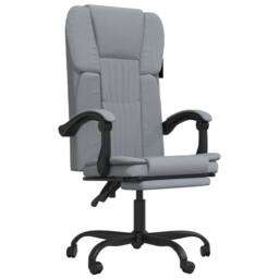 Berkfield Home Reclining Office Chair Light Grey Fabric - thumbnail 2