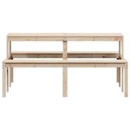 Berkfield Home Picnic Table 160x134x75 cm Solid Wood Pine in Light Brown - Size: 160 x 134 x 75 cm - thumbnail 4