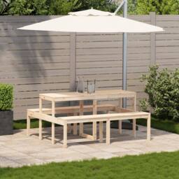 Berkfield Home Picnic Table 160x134x75 cm Solid Wood Pine in Light Brown - Size: 160 x 134 x 75 cm - thumbnail 3