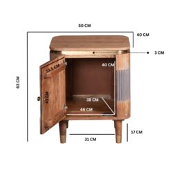 IH Design Alicia Acacia Wood Bedside Table With Storage in Grey - thumbnail 5
