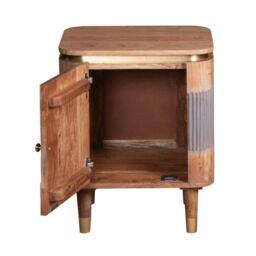 IH Design Alicia Acacia Wood Bedside Table With Storage in Grey - thumbnail 4